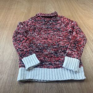 Philosophy Chunky Knit Sweater Women XS Red White Black Mock Neck Cotton Blend